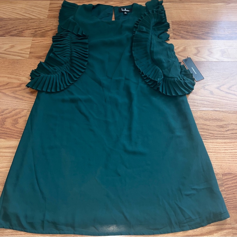 Lulus Hearts Aflutter Green M Ruffled Sleeveless Bodycon Midi Dress Sz M New